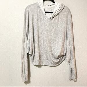 Project Social T & Out From Under Grey Slouchy Batwing Hoodie Lightweight S